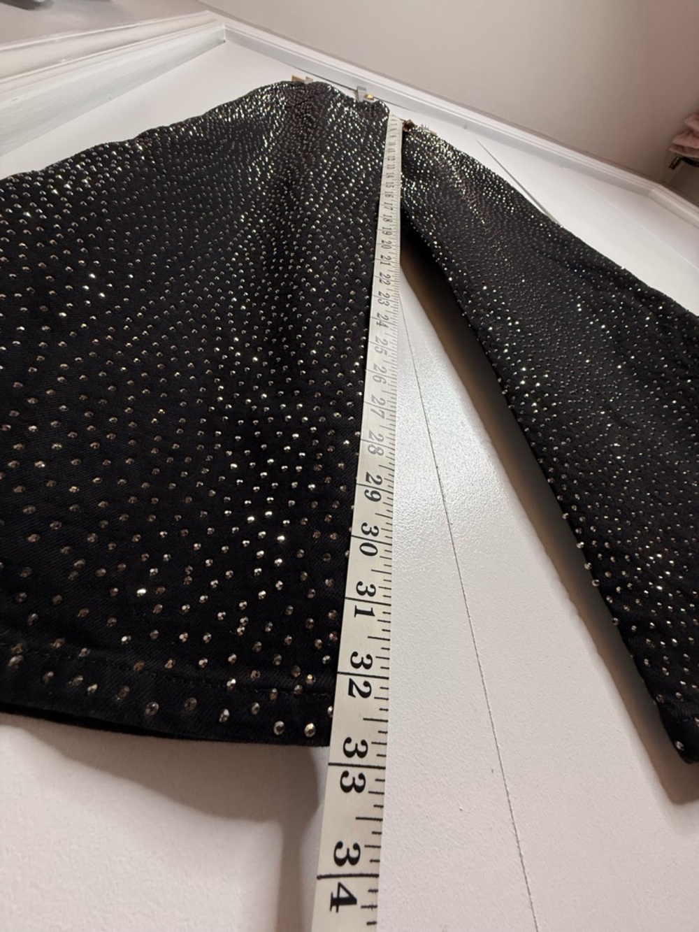Good American Good Ease Embellished Baggy Jeans Sparkle Wide Leg Black 2/26 NWT - Picture 11 of 13